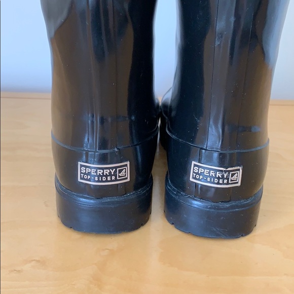 Sperry Top-Sider Tall Black Rain Boots Size 9 - Picture 3 of 13